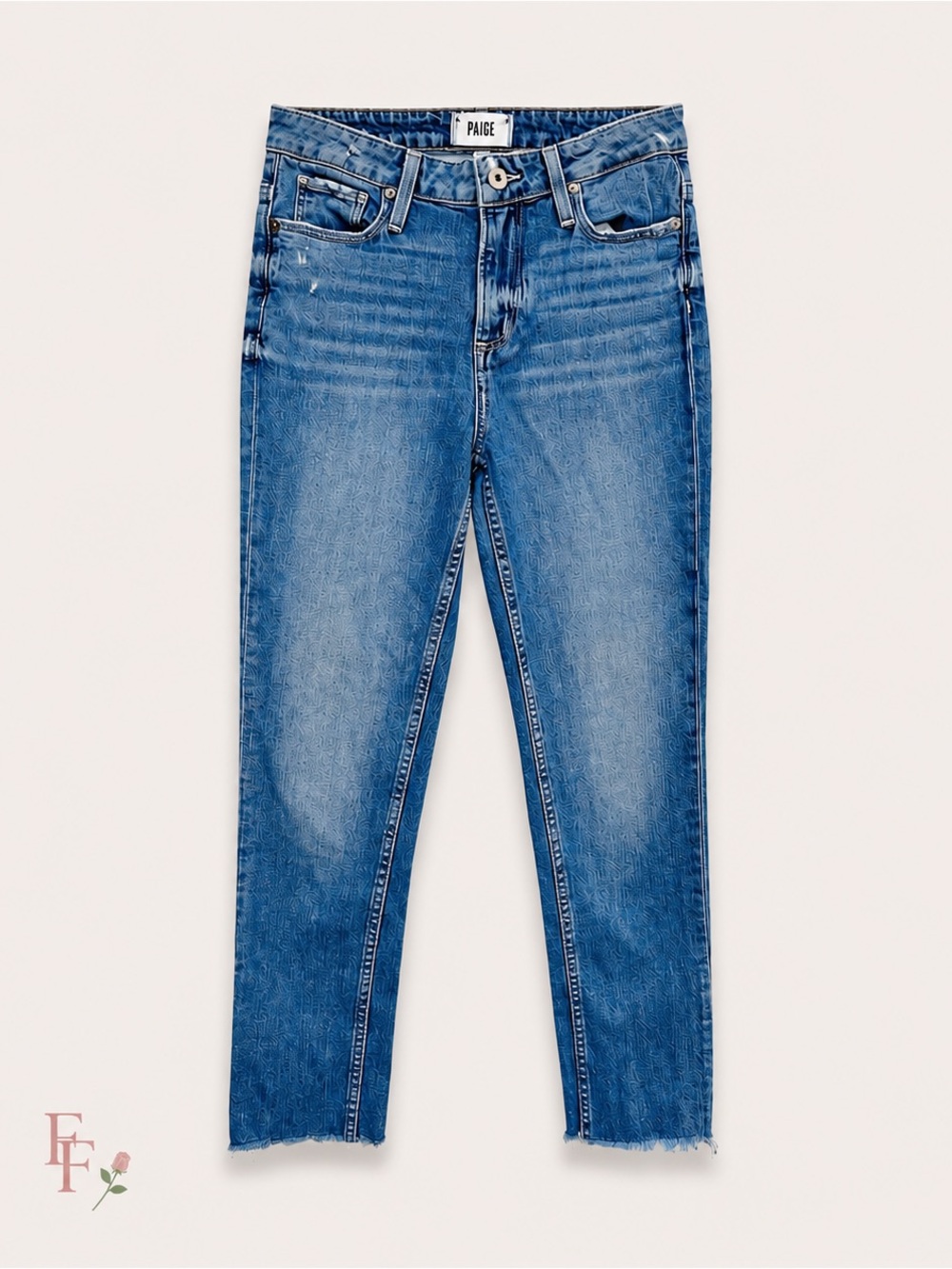 PAIGE Hoxton Slim Raw Hem High Rise Jeans Womens Size 26 Light Wash Skinny Ankle